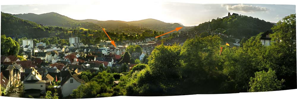 Biedenkopf town and castle on hill.  Biedenkopf Lahn valley, Land Hesse.