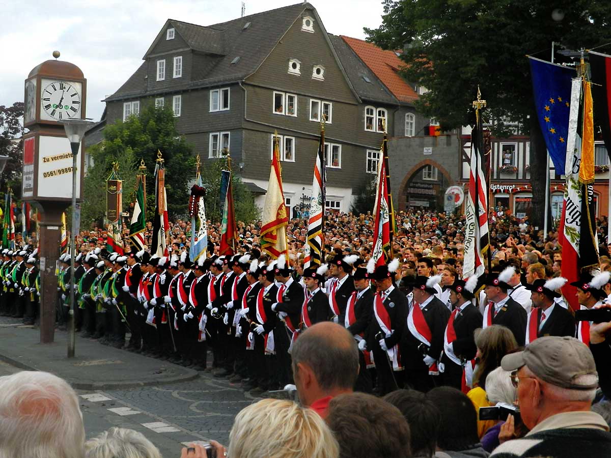 All lined up in Biedenkopf's Marktplatz for Grenzgang Day 2, 2012