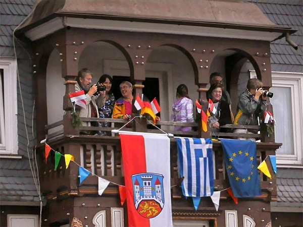 Grenzgang in Biedenkopf -- balcony overlooking Marktplatz, 7AM, Day 1