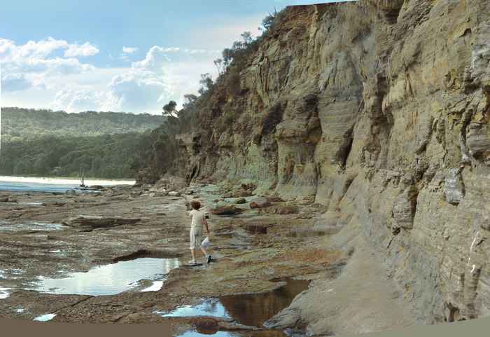 ocean headlands cliff at Pebbly Beach, Muramarang National Park, NSW, Australia